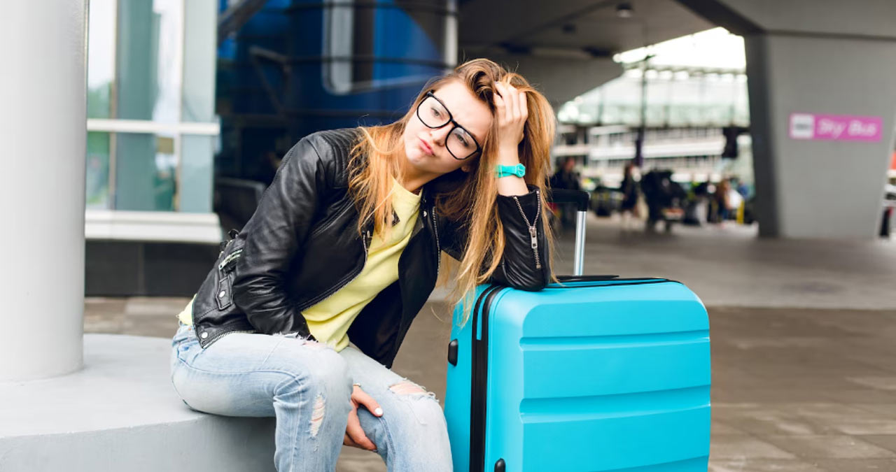 pasager in aeroport aplicand pentru compensatie zbor intarziat online